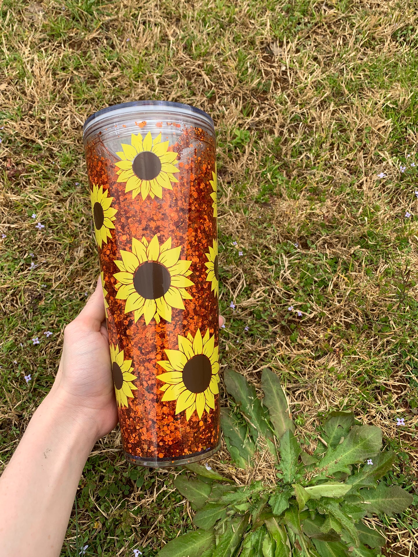 Sunflower snowglobe tumbler